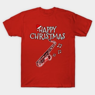 Christmas Saxophone Saxophonist Woodwind Teacher Xmas 2022 T-Shirt